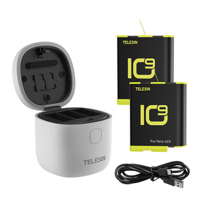 3-slot waterproof charger Allin box Telesin for GoPro Hero 9 / Hero 10 + 2 batteries (GP-BTR-905-GY-B)