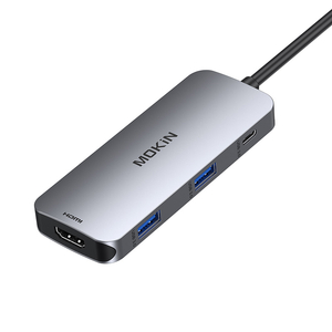 Adaptér MOKiN 7 v 1 Rozbočovač USB-C na 2x USB 3.0 + 2x USB-C + SD + Micro SD + HDMI (stříbrný)