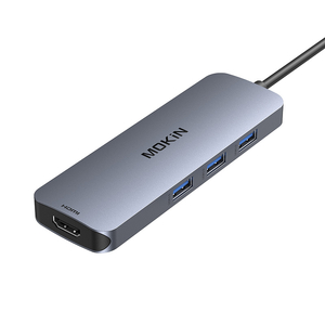 Adaptér MOKiN Hub 8v1 USB-C na 2x 4K 60Hz HDMI + USB-C + 3x USB 3.0 + SD + Micro SD (stříbrný)