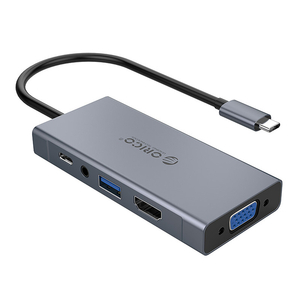 Adaptér Rozbočovač Orico 5 v 1, HDMI 4K + USB 3.0 + VGA + AUX + USB-C PD 60W