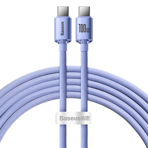 Baseus Crystal Shine kabel USB-C na USB-C, 100 W, 2 m (fialový)