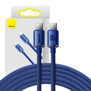 Baseus Crystal Shine kabel USB-C na USB-C, 100 W, 2 m (modrý)