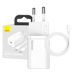 Baseus Super Si Quick Charger 1C 20W s kabelem USB-C pro Lightning 1m (bílá)