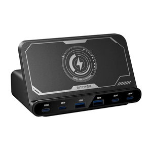 Blitzwolf BW-S27 160W, 2xUSB-A, 4xUSB-C, 15W wireless charger (black)