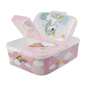 Dětský box na oběd STOR 9722 se 3 přihrádkami Unicorn (růžový)