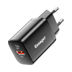 Essager PD+QC USB-C+USB-A 30W EU nabíječka (černá)