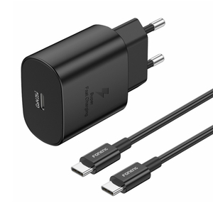 Foneng EU51 USB-C 25W mains charger + USB-C - USB-C cable (black)