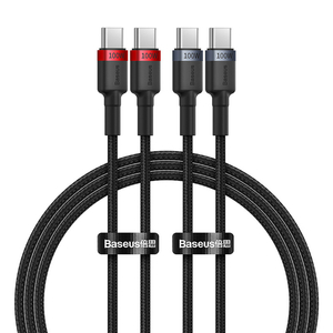 Kabel Baseus Cafule USB-C na USB-C 100W,1m, 2ks (červeno-černý, šedo-černý)