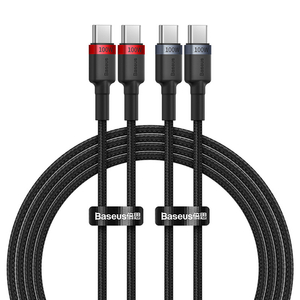 Kabel Baseus Cafule USB-C na USB-C 100W,2m, 2ks (červeno-černý, šedo-černý).