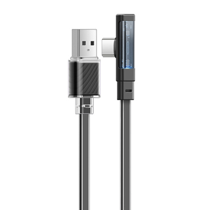 Kabel USB-C na USB-C Mcdodo CA-3423 90 stupňů 1,8 m s LED diodou (černý)