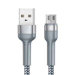 Kabel USB Micro Remax Jany Alloy, 1 m, 2,4 A (stříbrný)