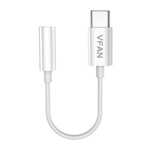 Kabel VFAN L08 USB-C na mini jack 3,5 mm AUX, 10 cm (bílý)