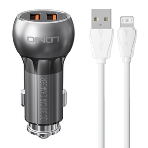 LDNIO C503Q 2USB nabíječka do auta + kabel Lightning