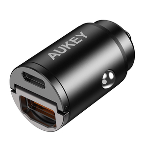 Nabíječka do auta Aukey CC-A3, 1xUSB-A, 1xUSB-C, 30W (černá)