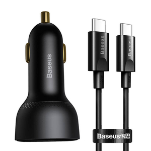 Nabíječka do auta Baseus Superme, USB, USB-C, 100W + kabel USB-C (černá)