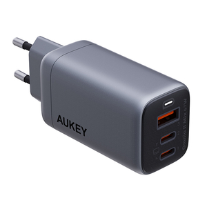 Nástěnná nabíječka Aukey PA-B6U, 1xUSB-A, 2xUSB-C, 67W (šedá)