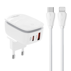 Nástěnná nabíječka LDNIO A2425C USB, USB-C + USB-C - Lightning kabel