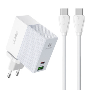 Nástěnná nabíječka LDNIO A2620C USB, USB-C 65W + kabel USB-C - USB-C