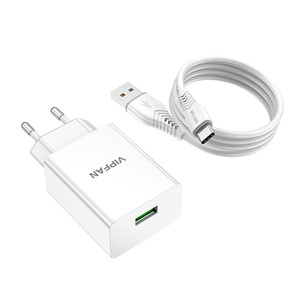 Nástěnná nabíječka VFAN E03, 1x USB, 18 W, QC 3.0 + kabel USB-C (bílá)
