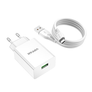 Nástěnná nabíječka VFAN E03, 1x USB, 18W, QC 3.0 + kabel Micro USB (bílá)