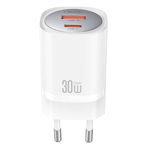 Nástěnná nabíječka XO CE21, 30W, GaN, 1x USB-C, 1x USB-A