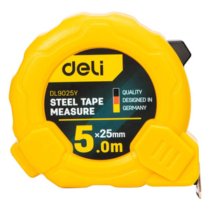 Ocelové měřicí pásmo 5 m/25 mm Deli Tools EDL9025Y (žluté)