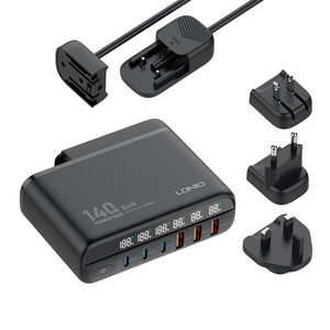 Power charger with display 140W LDNIO A6140C 3x USB-A + 3x USB-C, US/UK/EU (black)