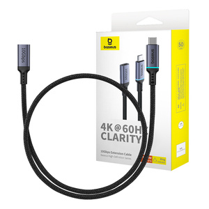 Prodlužovací kabel Baseus High Definition USB-C Male to Female 10Gb/s, 0,5m (černý)