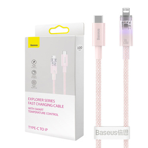 Rychlonabíjecí kabel Baseus USB-C na Lightning Explorer Series 1 m, 20 W (růžový)