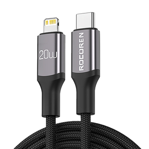 Rychlonabíjecí kabel Rocoren USB-C na Lightning Retro Series 2 m (šedý)