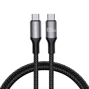 Rychlonabíjecí kabel Rocoren USB-C na USB-C Retro Series 3m 100W (šedý)