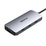 Adaptér MOKiN 7v1 Rozbočovač USB-C na 2x HDMI + 3x USB 2.0 + DP + VGA (stříbrný)