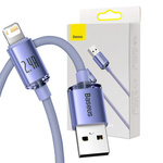 Baseus Crystal Shine kabel USB na Lightning, 2,4A, 1,2 m (fialový)