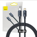 Baseus Crystal kabel USB-C na Lightning, 20W, PD, 1,2 m (černý)