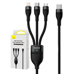 Kabel USB 3v1 Baseus Flash Series 2, USB-C + micro USB + Lightning, 100 W, 1,5 m (černý)