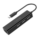 Lention Hub USB-C na 3x USB 2.0 + Ethernet adaptér (černý)