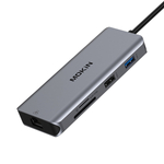 MOKiN 9v1 Dokovací stanice pro notebooky USB C na 2x USB 3.0 + USB 2.0 + 2x HDMI + SD/TF + RJ45 + PD (stříbrná)