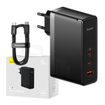 Nástěnná nabíječka Baseus GaN5 Pro 2xUSB-C + USB, 140 W (černá)