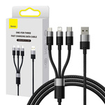 Rychlé nabíjení USB na M+L+C Baseus StarSpeed 3,5A 0,6 m (černý)