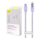 Rychlonabíjecí kabel Baseus USB-C na Lightning Explorer Series 2m, 20W (fialový)