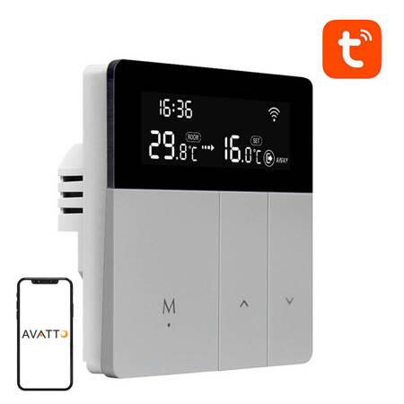 Chytrý termostat pro vytápění kotlů Avatto WT50 3A WiFi Tuya