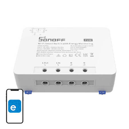 Chytrý vypínač WiFi s monitorováním spotřeby energie Sonoff POWR3 (25A/5500W)