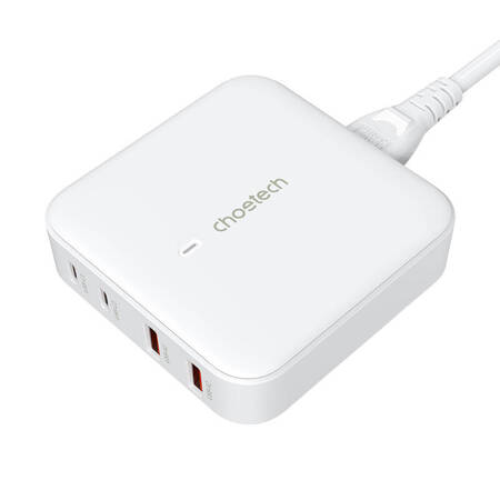 Deskop charger Choetech PD8008,  2x USB-C, 2x USB-A, GaN, 100W (white)