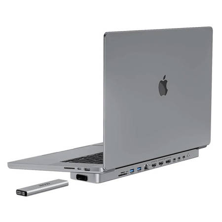 Dokovací stanice / rozbočovač USB-C pro MacBook Pro 16" INVZI MagHub 12in2 se zásobníkem SSD (šedá)