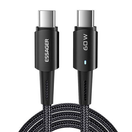 Essager kabel USB-C na USB-C 60W 2m (černý)