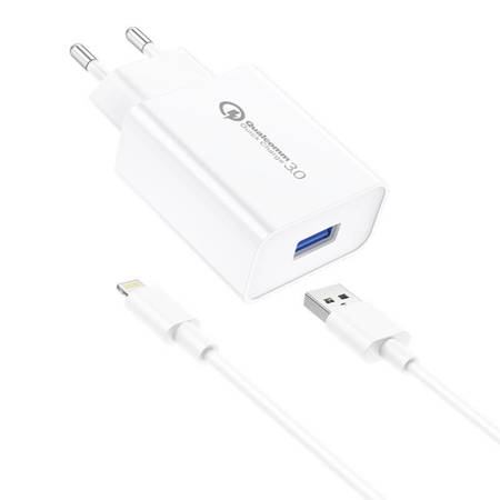 Foneng EU13 18W síťová nabíječka + kabel USB-Lightning, 3A (bílá)