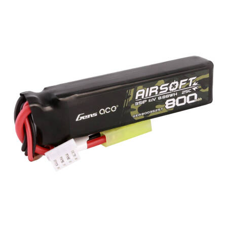 Gens Ace Lipo 800MAH 11.1V 25C 3S1P Airsoft Gun Lipo baterie s mini Tamiya konektorem