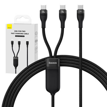 Kabel 2v1 USB Baseus Flash Series USB-C do USB-C 100W, 1,5 m (černý)