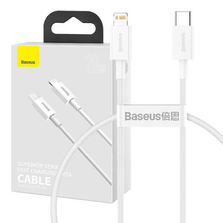 Kabel Baseus Superior Series USB-C na Lightning, 20W, PD, 0,25m (bílý)