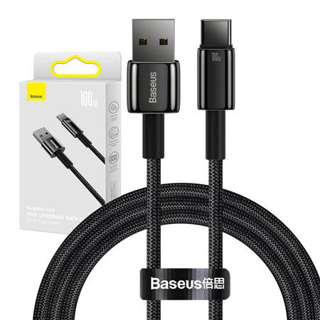 Kabel Baseus Tungsten Gold USB na USB-C, 100W, 1m (černý)